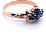 10k Rose Gold Victorian .79ct Total Weight Genuine Natural Sapphire Ring #J5177