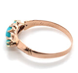10k Rose Gold Victorian Genuine Natural Turquoise Ring Size 7.25 (#J6562)