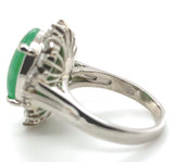 Platinum GIA A Jadeite Jade Ring with 1.36cttw in Diamonds Size 7 (#J6910)