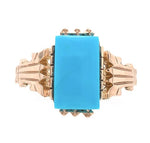 10k Gold Victorian Sleeping Beauty Genuine Natural Turquoise Ring 7.75 (#J6568)