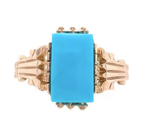10k Gold Victorian Sleeping Beauty Genuine Natural Turquoise Ring 7.75 (#J6568)