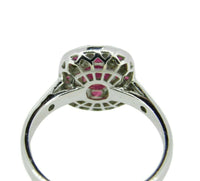 18k Gold Deco Style Specialty Cut Genuine Natural Ruby Ring w/ Diamonds (#J2355)