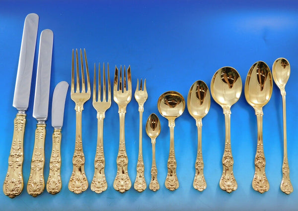 English King Gold by Tiffany & Co Sterling Silver Flatware Set 12 Service 255 pc