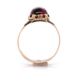 Victorian 9k Yellow Gold Ring with 3.79ct Cabochon Genuine Natural Garnet #J6387