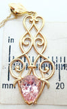 14k Gold Fancy Pendant with 2.16ct Genuine Natural Morganite (#J2763)