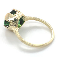 14k Yellow Gold 2.94 Carat Green Genuine Natural Tourmaline Ring 5.25 (#J6925)