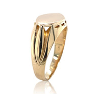 10k Yellow Gold Men's Signet Ring Blank with Marquise Shape Size 12 (#J6794)