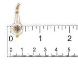 10k Yellow Gold Lavaliere Pendant with Blue Glass Jewelry (#J7455)