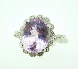 14k Gold Oval 6.95ct Genuine Natural Kunzite Ring with Diamond Halo (#J4453)