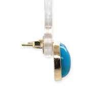 14k Gold 6.86 Carat TW Ithaca Peak Blue Genuine Turquoise Stud Earrings (#J7138)