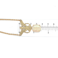 14k Yellow Gold Art Deco Style 8ct Genuine Natural Opal Necklace (#J6098)