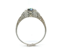 18k White Gold Deco Filigree .21ct Genuine Natural Emerald Ring (#J6332)
