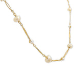 18k Gold Handwrought Antique Chain Necklace with Freshwater Pearls 24" (#J7227)