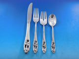 Silver Iris by International Sterling Silver Flatware Set for 12 Service 82 pcs