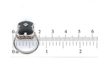 14k White Gold Custom Cut Genuine Natural Black Onyx Filigree Ring (#J5822)