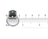 14k White Gold Custom Cut Genuine Natural Black Onyx Filigree Ring (#J5822)