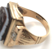 10k Yellow Gold Men's Ring with Stone Double Warrior Cameo Size 9.25 (#J6634)