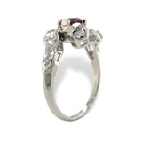 Edwardian Platinum 1.29ct Red Spinel and 1.75ct TW Mine Cut Diamond Ring #J7151