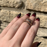 14k Yellow Rosey Gold Retro Synthetic Lab-Created Ruby Dome Ring (#J6311)