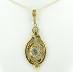 Retro 10K Yellow Gold Lavaliere Pendant with Rose Gold Flower (#J4329)