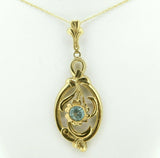 Retro 10K Yellow Gold Lavaliere Pendant with Rose Gold Flower (#J4329)