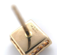 14k Gold Square Stud Blue Genuine Sapphire Earrings with Diamond Halo (#J6683)