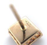 14k Gold Square Stud Blue Genuine Sapphire Earrings with Diamond Halo (#J6683)