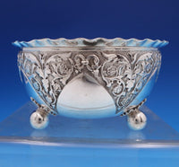 English Victorian Sterling Silver Candy Dish with Pie Crust Edge Ball Feet #7931