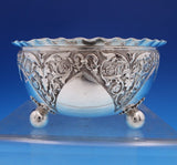 English Victorian Sterling Silver Candy Dish with Pie Crust Edge Ball Feet #7931