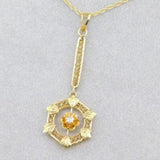 14k Yellow Gold Victorian Genuine Natural Diamond Lavaliere Pendant (#J1916)