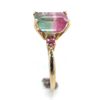 14k Gold 6.71 Carat Bi-Color Watermelon Genuine Natural Tourmaline Ring (#J6532)