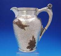 Aesthetic Mixed Metals Gorham Sterling Silver Water Pitcher Applied Bird (#3665)