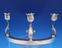 Georg Jensen USA Sterling Silver Candlestick Pair 3-Light #190-2 Figural (#8063)