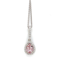 14k White Gold Pear Shaped Pink .58ct Genuine Natural Morganite Pendant (#J6470)