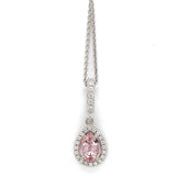 14k White Gold Pear Shaped Pink .58ct Genuine Natural Morganite Pendant (#J6470)