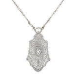 12k and 14k White Gold Genuine Natural Diamond Filigree Pendant w/Chain (#J7189)