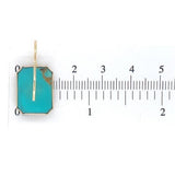 Pair 14k Gold Genuine Natural Kingman Turquoise Rectangular Drop Earrings #J6976
