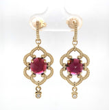 14k Yellow Gold 5 Carat TW Genuine Natural Garnet Double Drop Earrings (#J6321)