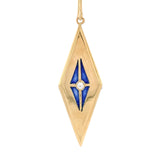 14k Yellow Gold Plique-A-Jour Blue Enamel Genuine Diamond Drop Earrings (#J7363)