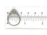 18k White Gold Filigree Art Deco .39ct Genuine Natural Emerald Ring (#J7199)