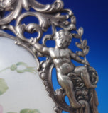 Austrian Sterling Silver Picture Frame w/2 Cherubs Basket Flowers and Tile #6070