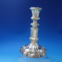 English Victorian Silver on Copper Candlestick Pair Floral #5688 c.1850 (#5942)