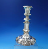 English Victorian Silver on Copper Candlestick Pair Floral #5688 c.1850 (#5942)