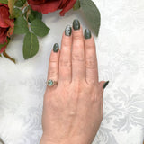 Art Deco 14k White Gold .97ct Green Genuine Tourmaline Filigree Ring (#J7478)