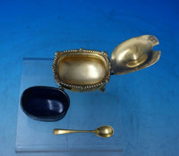 English Sterling Silver Mustard Pot Vermeil with Cobalt Liner and Spoon (#6299)