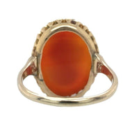10k Yellow Gold Genuine Natural Agate Stone Cameo Ring Fine Carving (#J7058)