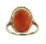 10k Yellow Gold Genuine Natural Agate Stone Cameo Ring Fine Carving (#J7058)