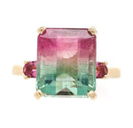 14k Gold 6.71 Carat Bi-Color Watermelon Genuine Natural Tourmaline Ring (#J6532)