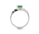 Platinum and 14k Gold .82ct Genuine Natural Emerald and Diamond Ring (#J6380)