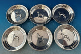 George Henckel Sterling Silver Nut Cup Set 6pc Various Repoussed Dogs (#6807)